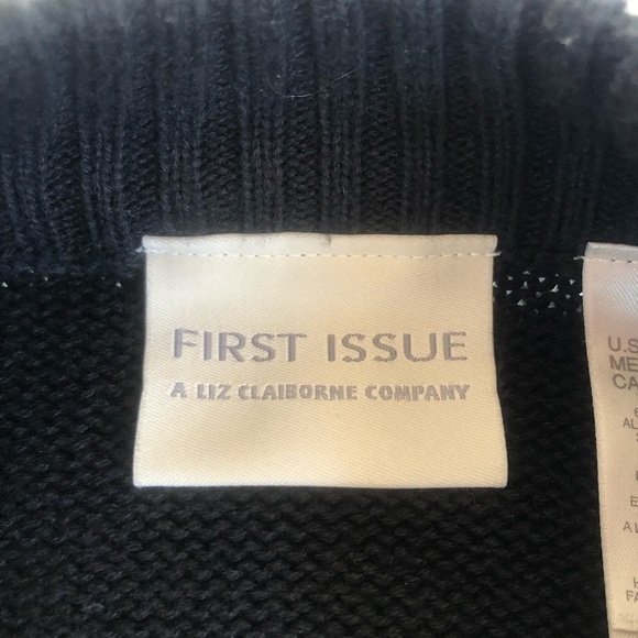 Vtg Black Floral Embroidered Christmas Cardigan - Picture 4 of 7